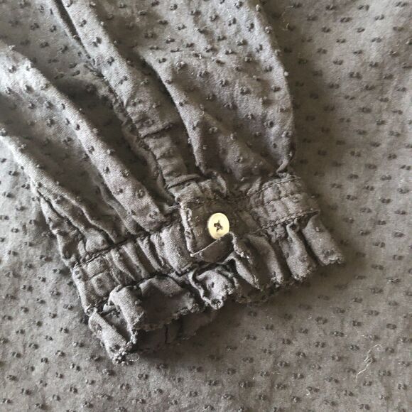 j crew Women’s Ruffle Trim V Neck Popover In Dote Semi Sheer Black Size XXS - Picture 5 of 6